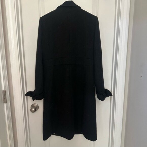 J.Crew Women’s Black Wool Trench Coat Size 10 Elegant Timeless Outerwear - Picture 4 of 14
